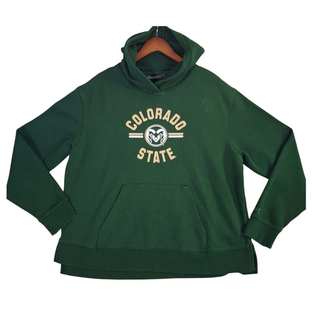 Under Armour Colorado State Rams Hoodie Womens XL Green Fleece Sweatshirt CSU
